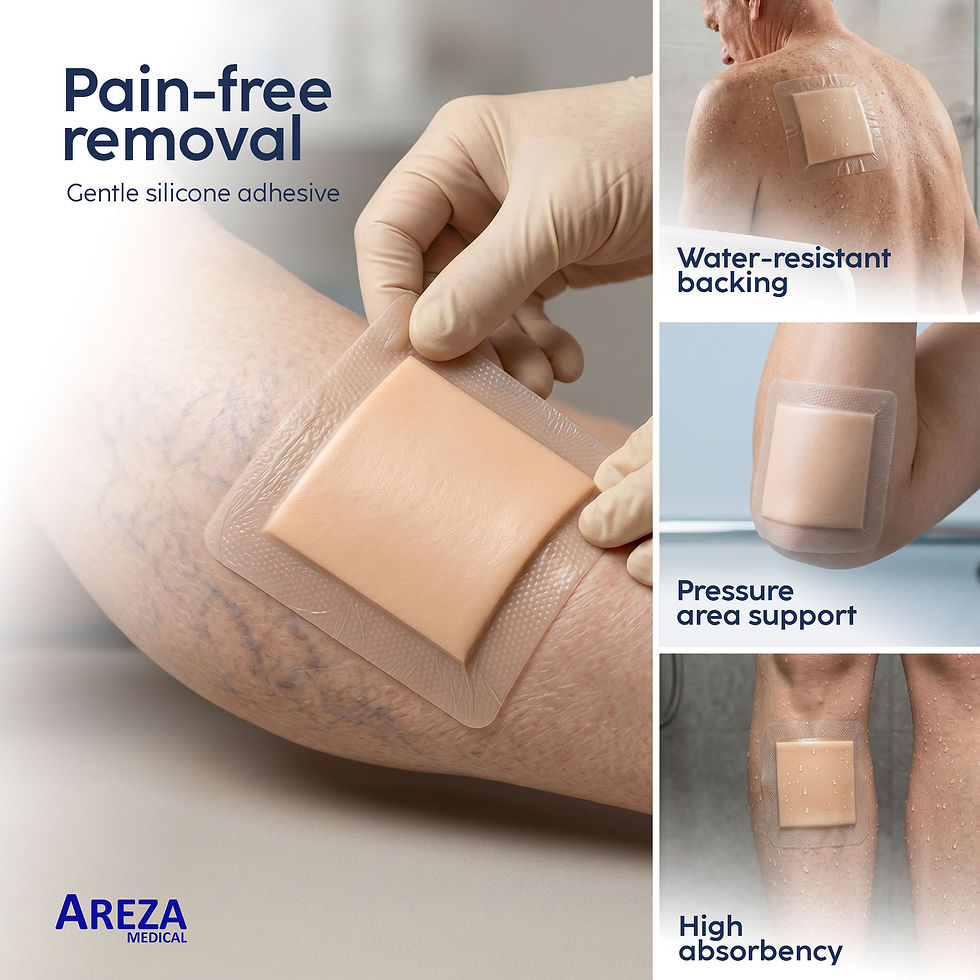 Miniatura: Ultra-Absorbent Silicone Foam Dressing with Adhesive Border 4" x 4" (20 PCS)