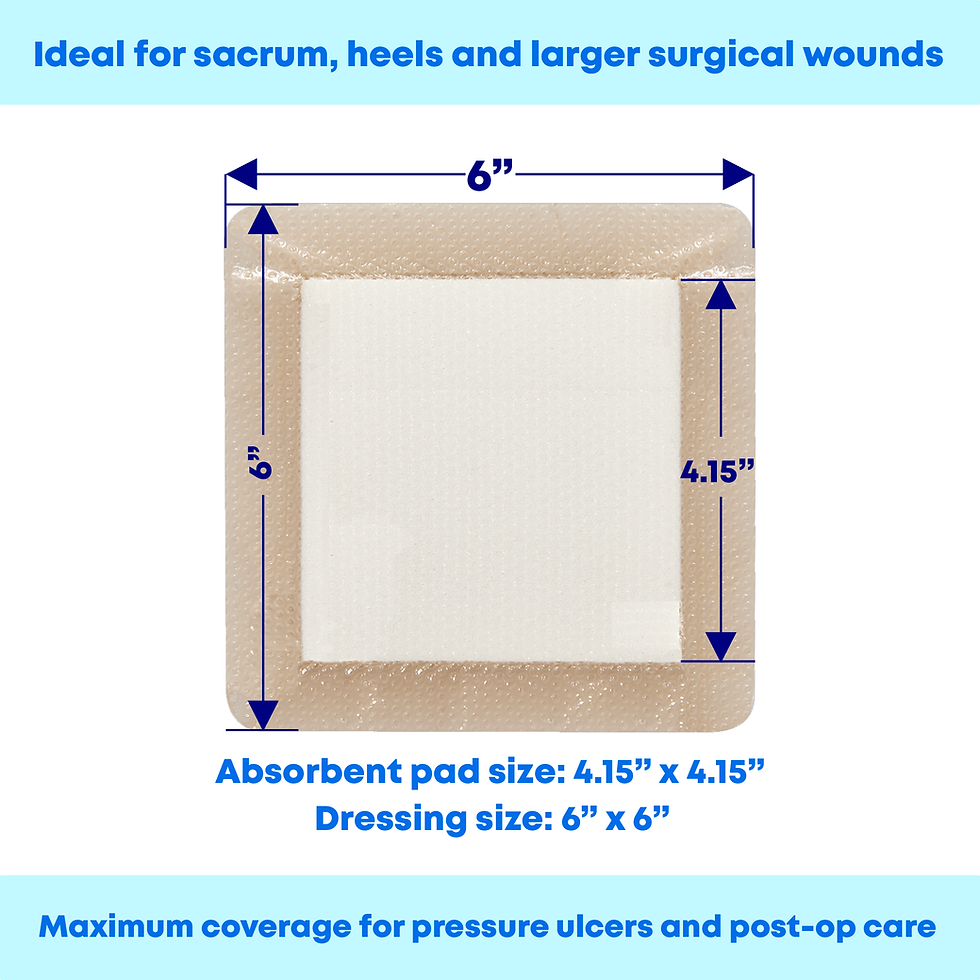 Miniatura: Ultra-Absorbent Silicone Foam Dressing with Adhesive Border 6" x 6" (20 PCS)