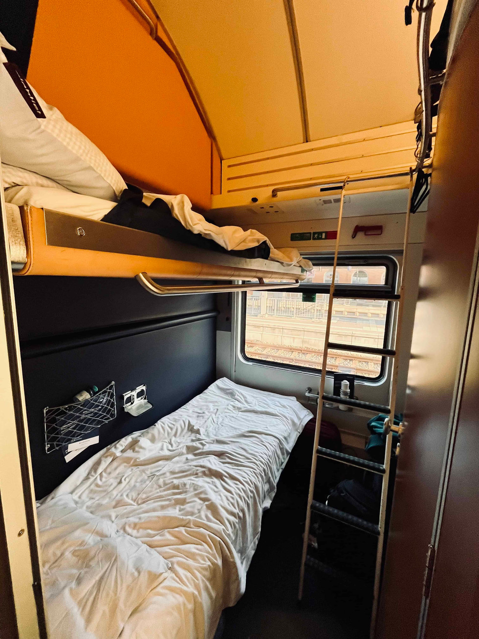 Inside OBB Night train to Austria sleeper compartment
