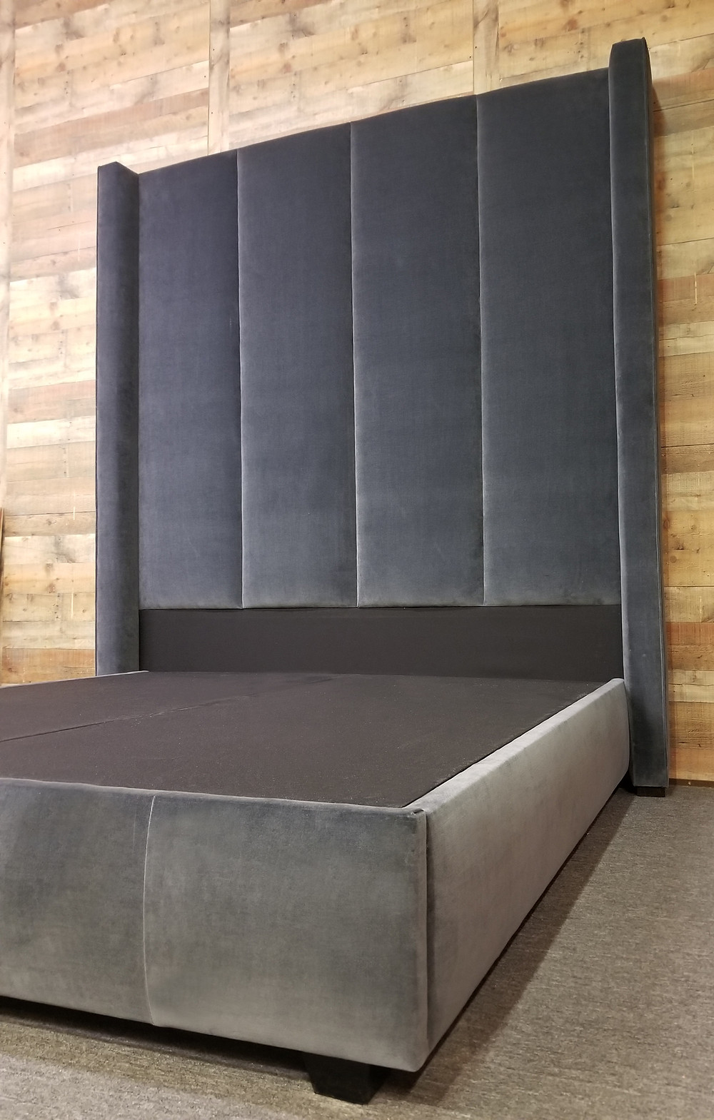 100" tall Vertical Channel Shelter Wingback Bed