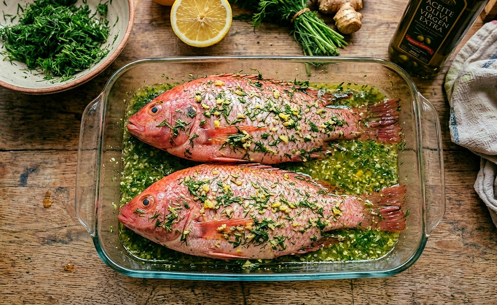 Marinado Cítrico de Eneldo y Jengibre para mojarra