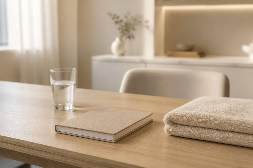 Calm medical aesthetics consultation desk