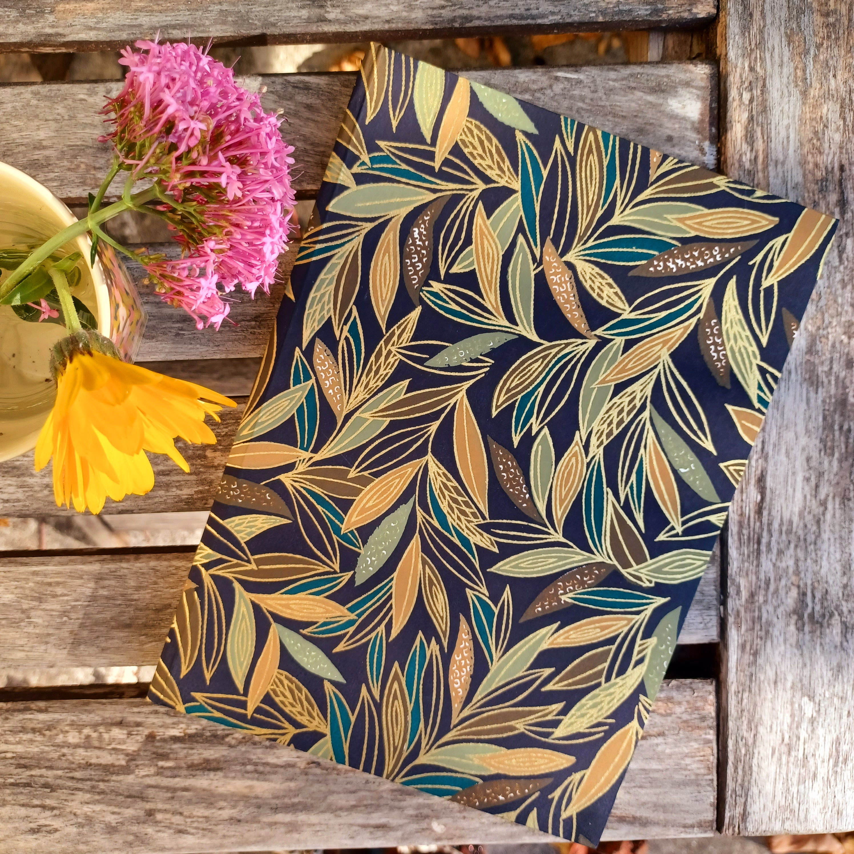 Carnet feuilles dorées