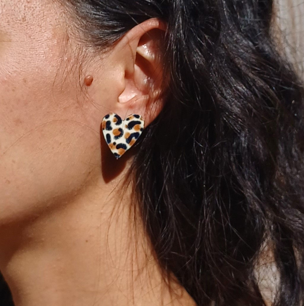 Boucles "cœur" léopard
