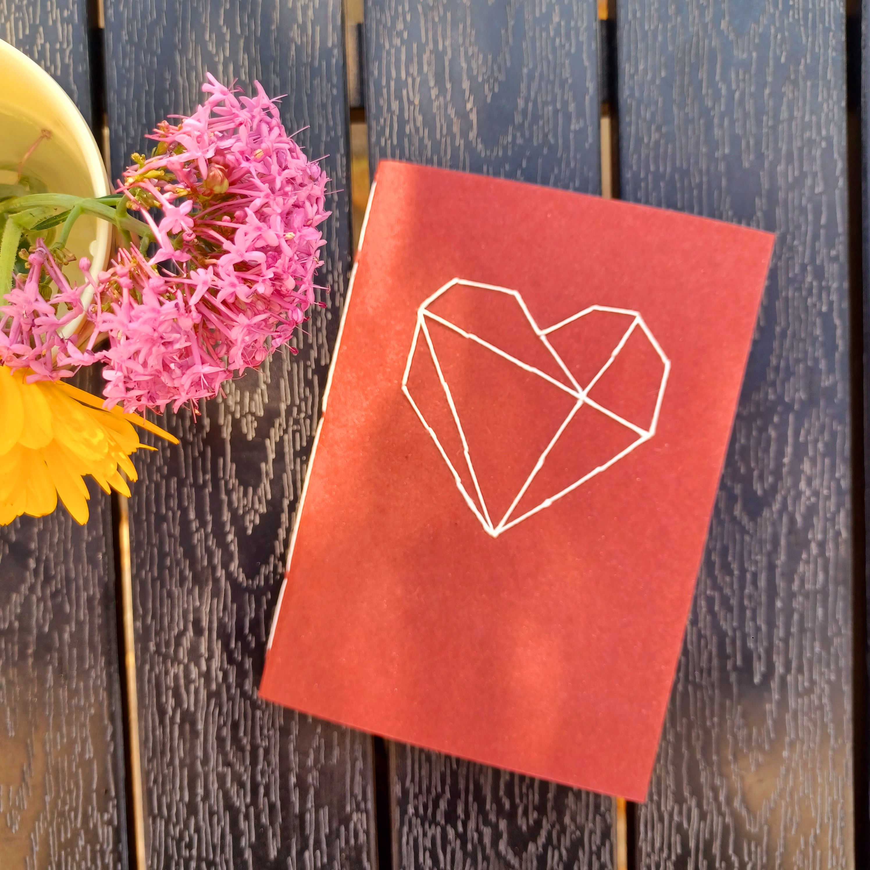 Carnet A6 coeur brodé