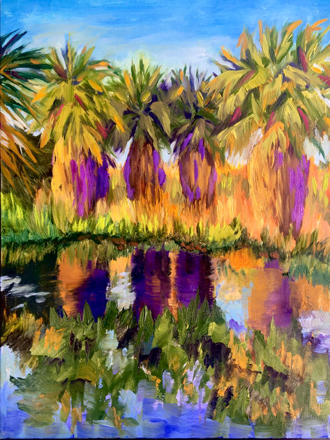 palm tree painting, thousand Palm painting, wild palm trees