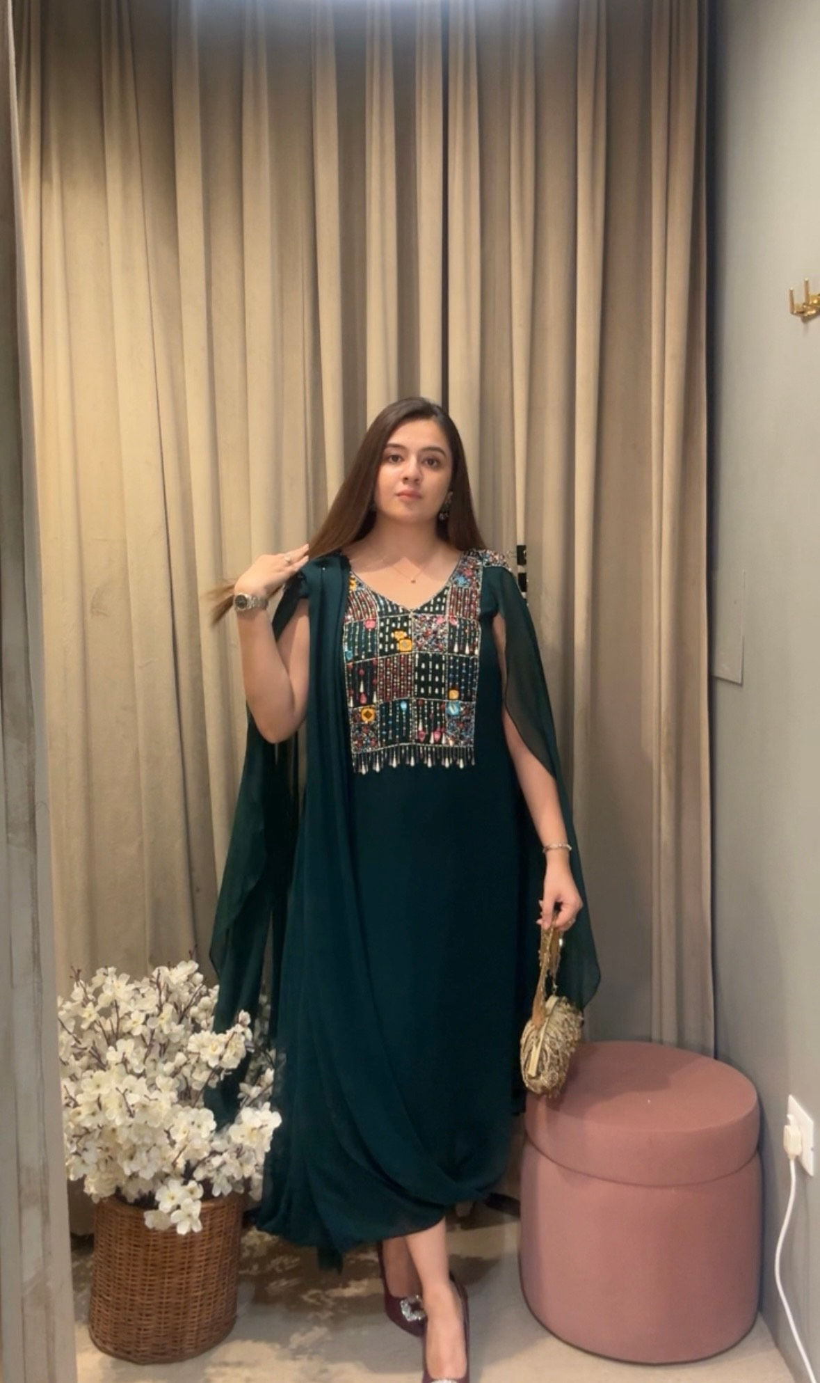 Embellished Cowl Dress