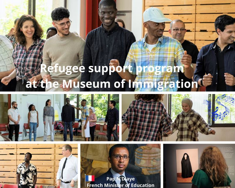 High angle view of an art exhibition showcasing cultural diversity