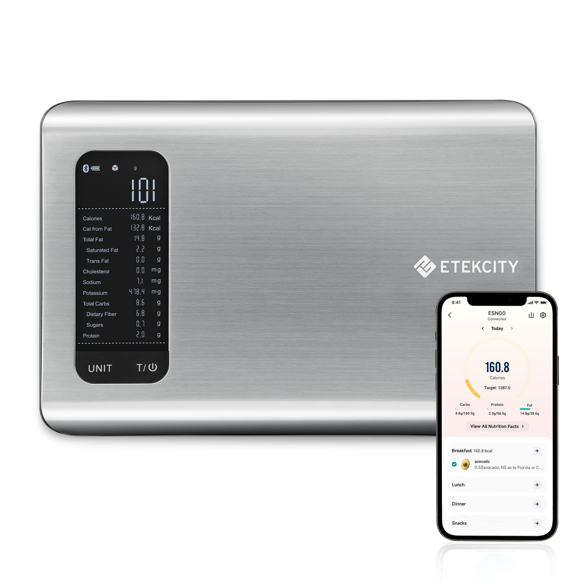 Etekcity Smart Food Kitchen Scale with Nutritional Calculator Free App with 19 N