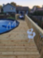 pool deck w/ green treated wood