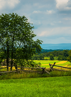 Farmland in Western Maryland with mountains in the background