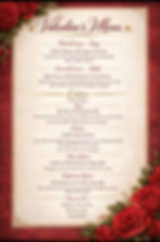 Valentines Dining Experience Menu