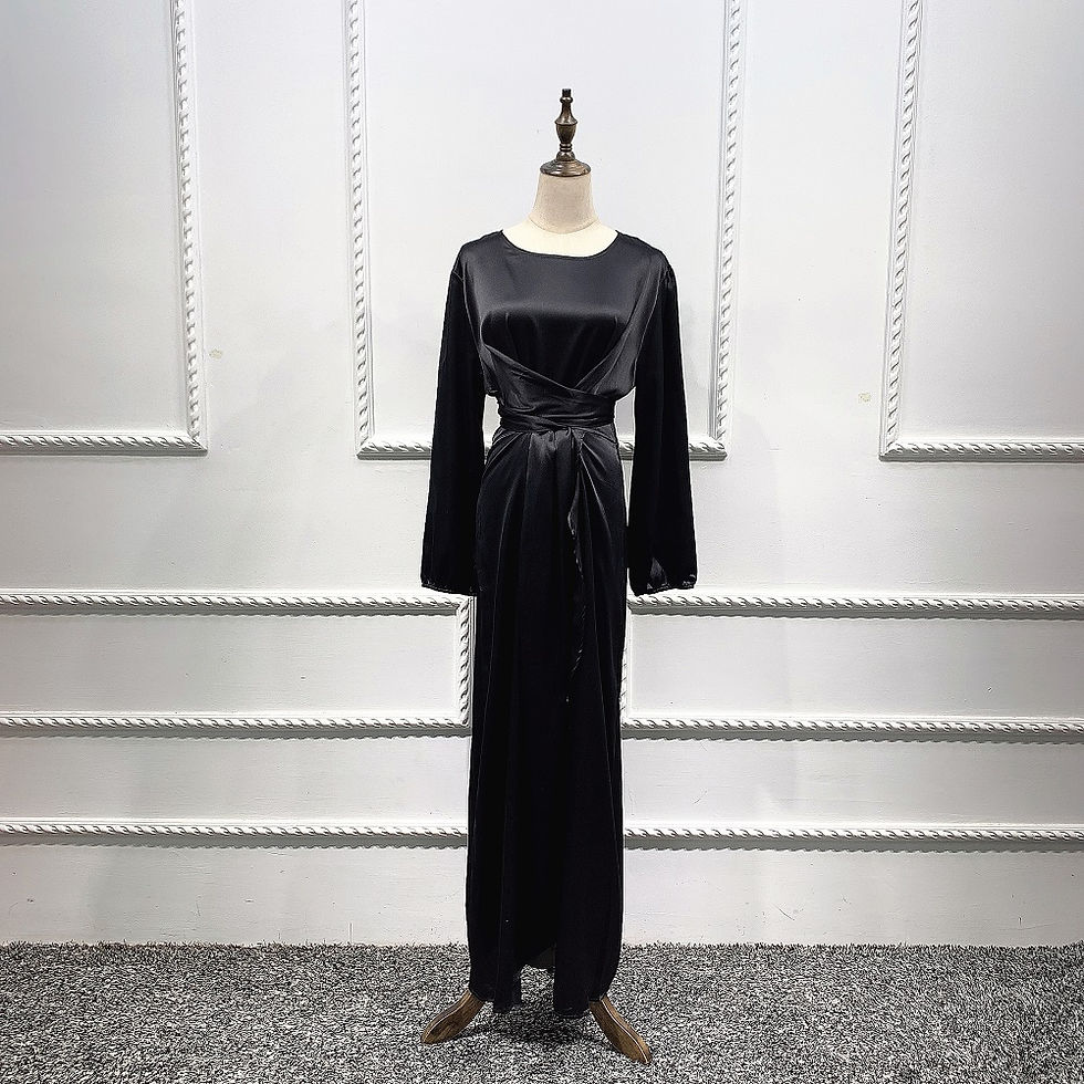 'Jasmine' Satin Wrap Waist Maxi Dress - Black