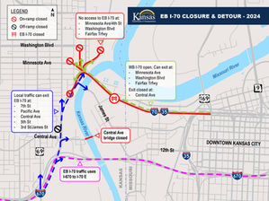 KDOT cierra el viaducto Lewis y Clark de la I-70 en dirección este en Kansas City