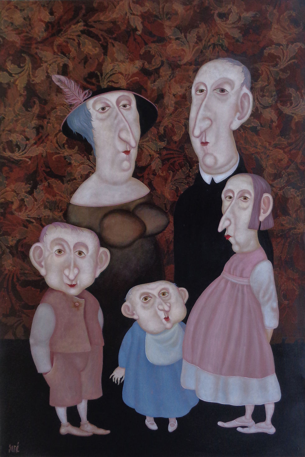 Miniature : 4315 "Chez le photographe" Huile sur toile,81 cm x 54 cm