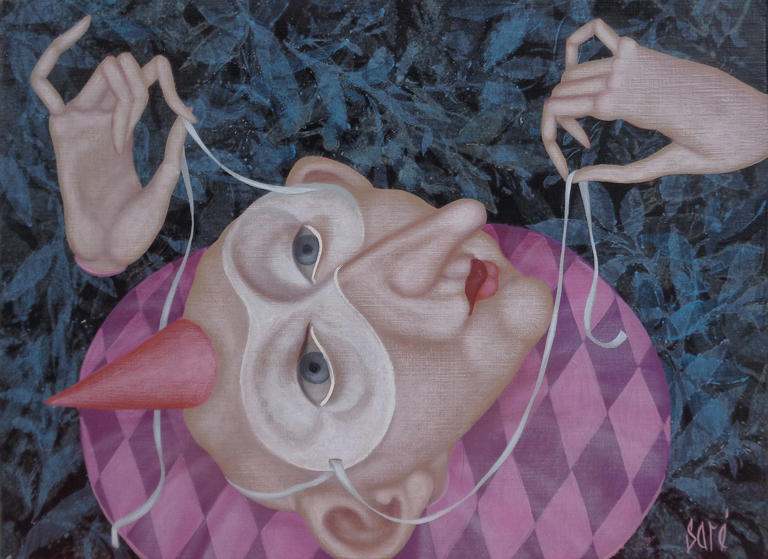 4118 "Masque" Huile sur toile, 16x22 cm