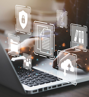 Businessman using a computer to document management concept, online documentation database