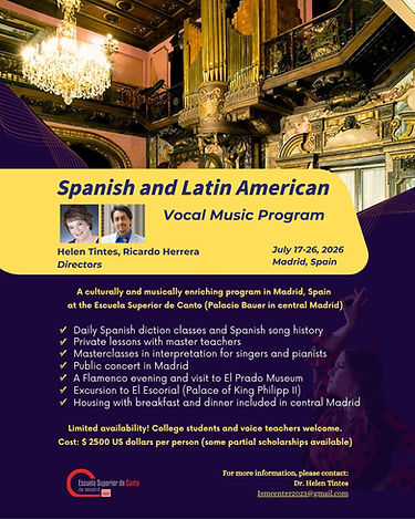 Poster for Spanish and Latin American Vocal Music Program