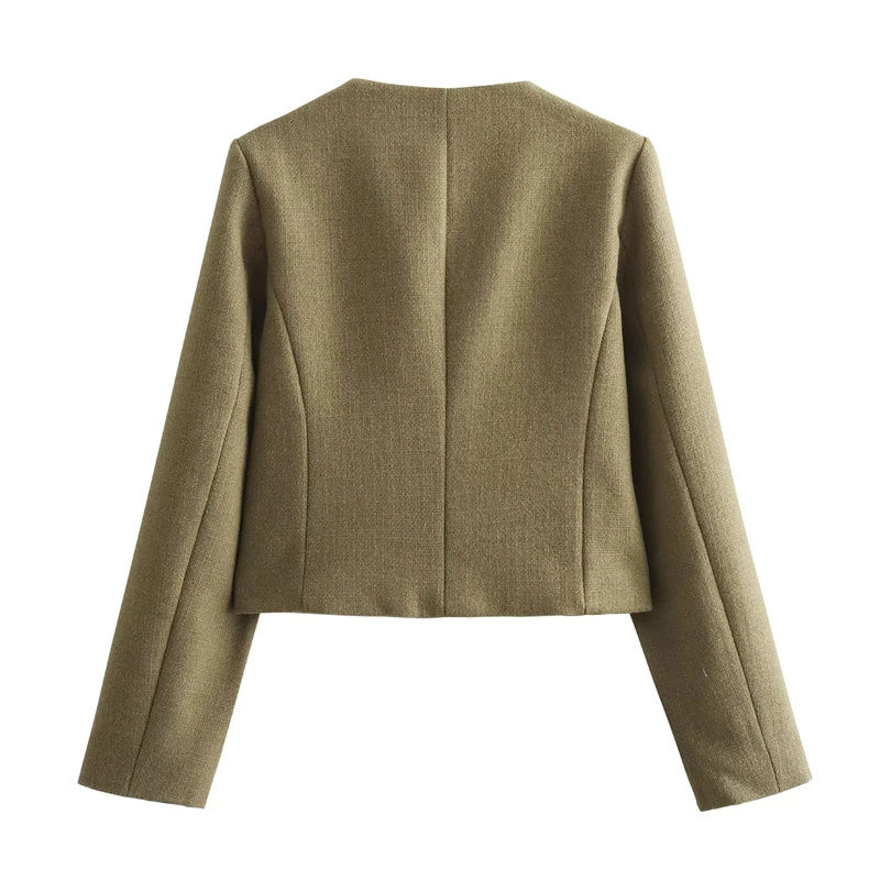 Miniatura: MUJER Tweed Cropped Jacket Woman Long Sleeve Vintage Jacket Woman Fashion Button