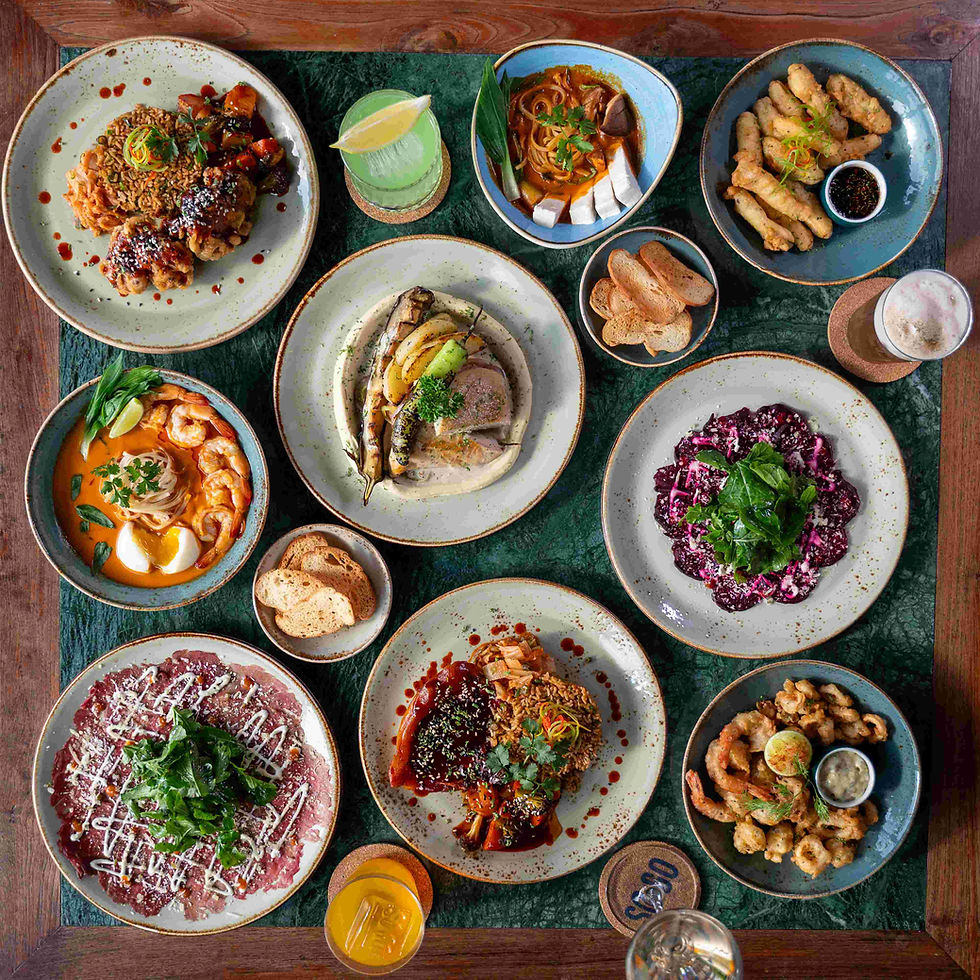 This is a flatlay picture of various dish from the restaurant called BarSogo.