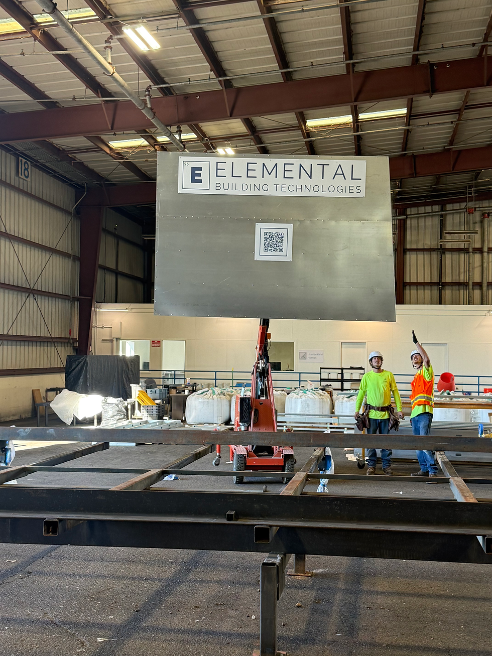 Elemental Building Solutions begins production in the MMHF Shared Assembly Space at the Mass Timber and Housing Innovation Campus at Terminal 2.