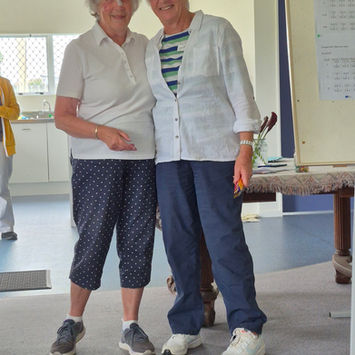 Two smiling senior women