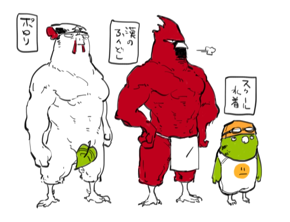 鳥類だらけの水泳大会