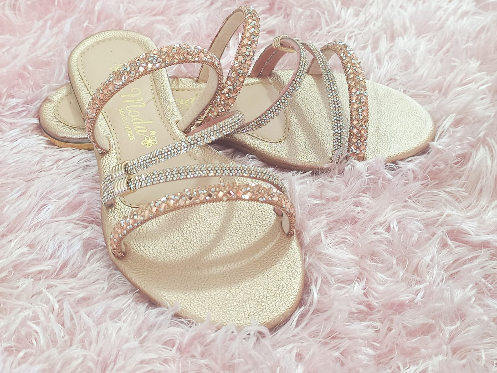 Sandalias Rosa Brillante Elegantes para Dama