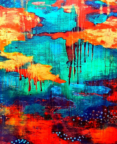Fire and Rain abstract mixed media tamara dinius