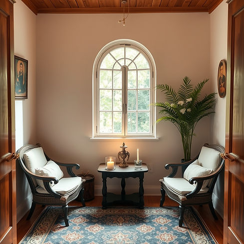 spiritual room in a small cosy room with 2 Spiritual intuitive classroom for learning in