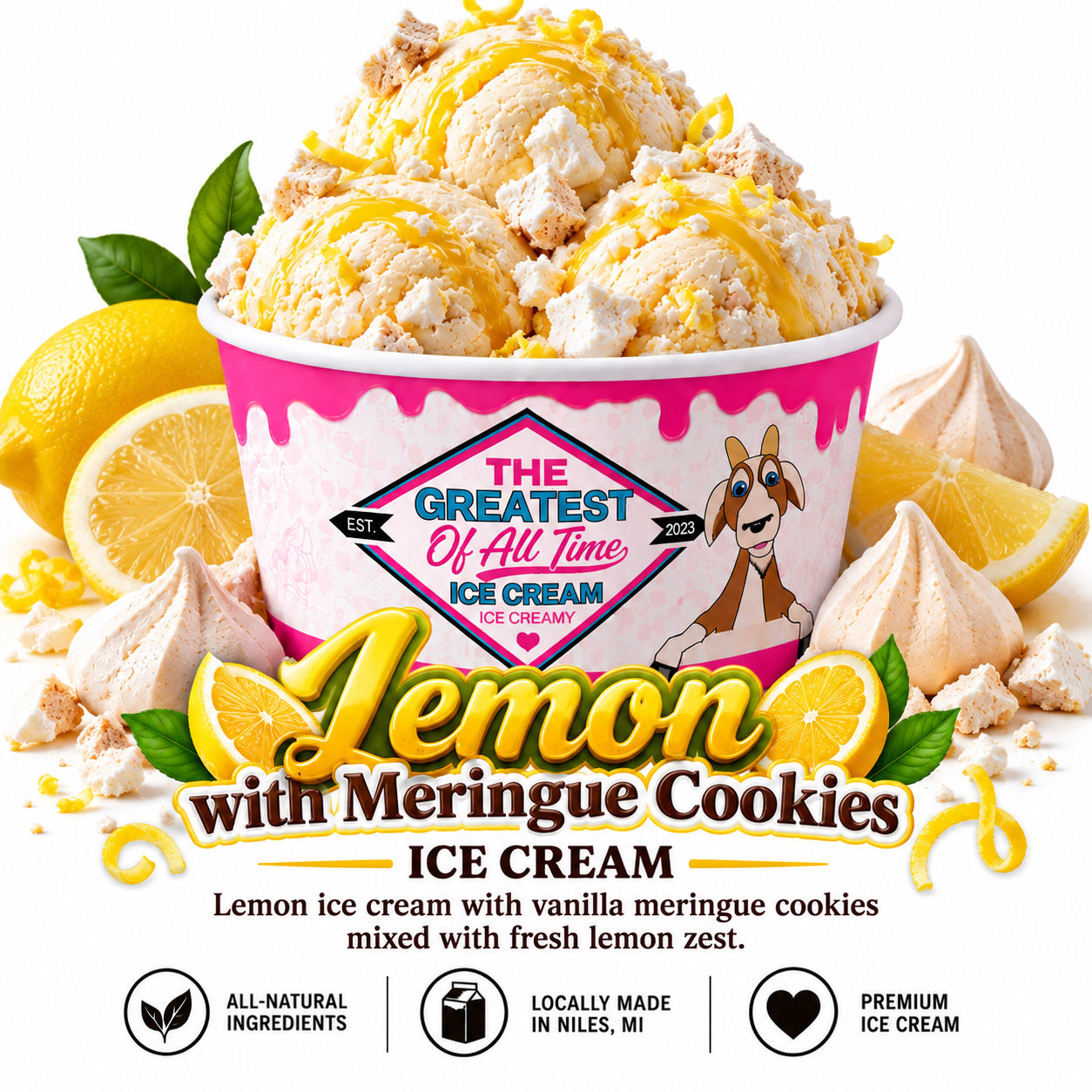 Lemon with Meringue Cookie Ice Cream