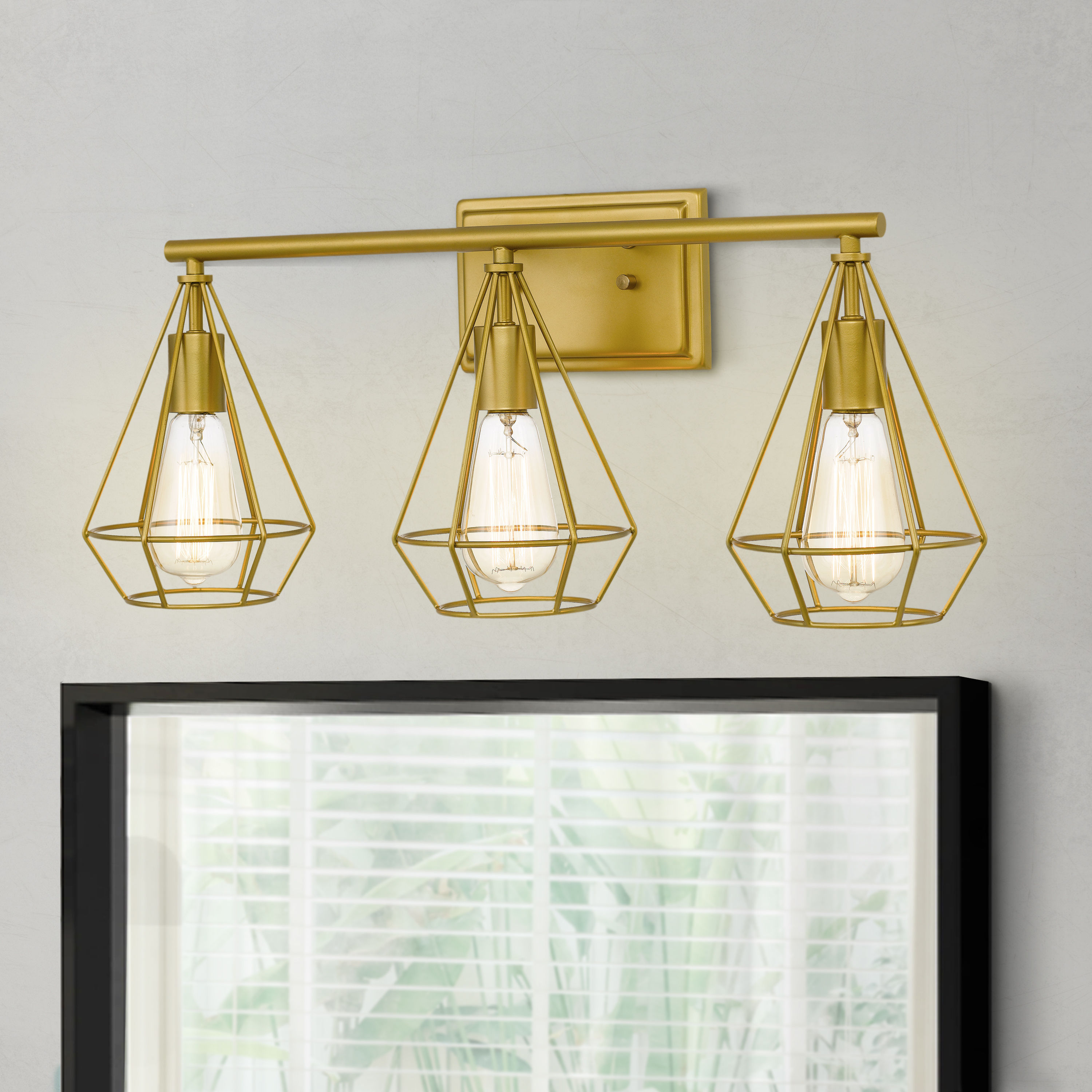 CRUSOE 3-LIGHT LUXURY GOLD FINISH VANITY LIGHT 7.25“ X25.5”X 10.75"