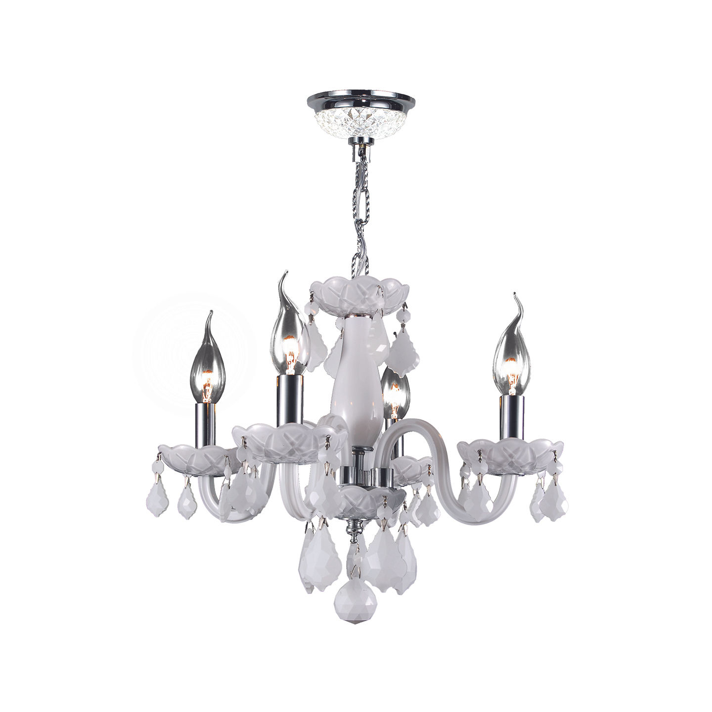 Clarion 4-Light Chrome Finish and White Crystal Chandelier