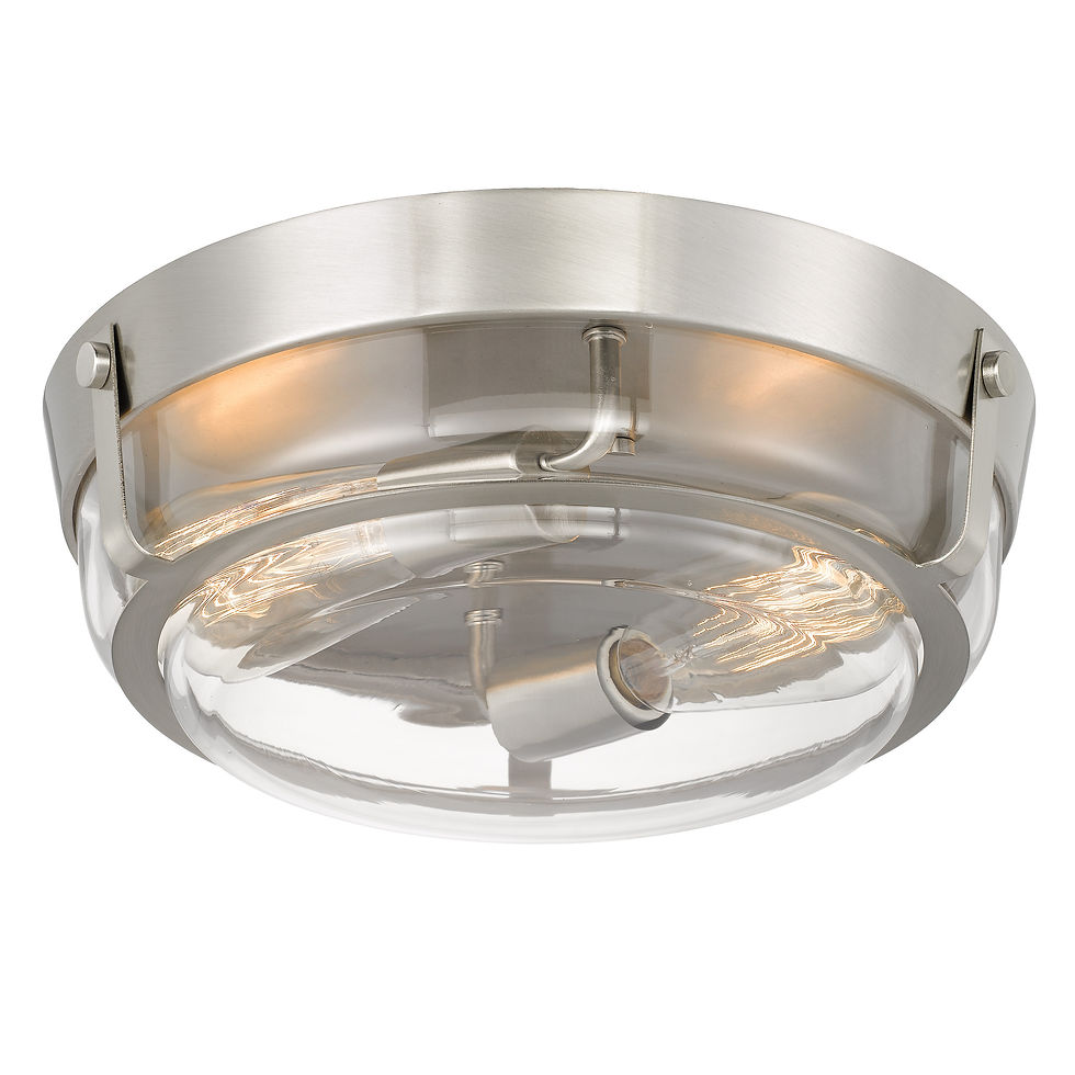 Thumbnail: Martin 2-Light Brushed Nickel Finish Flush Mount Light with Clear Glass Shades