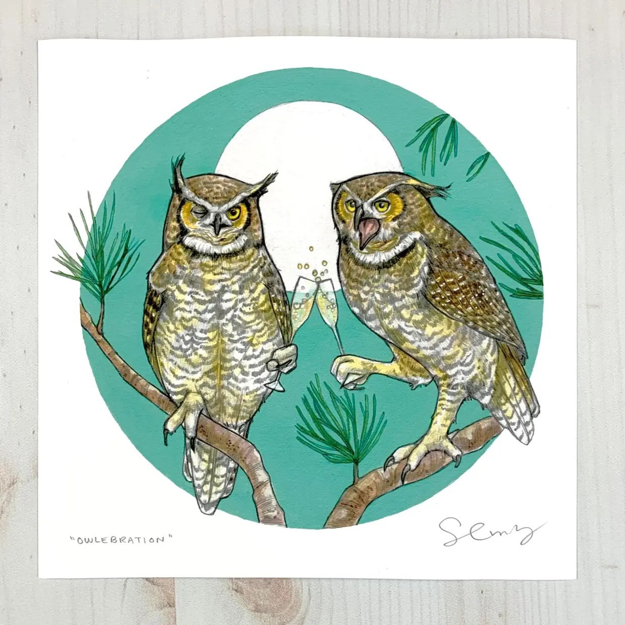 Owlebration- 8x8 " Archival Print