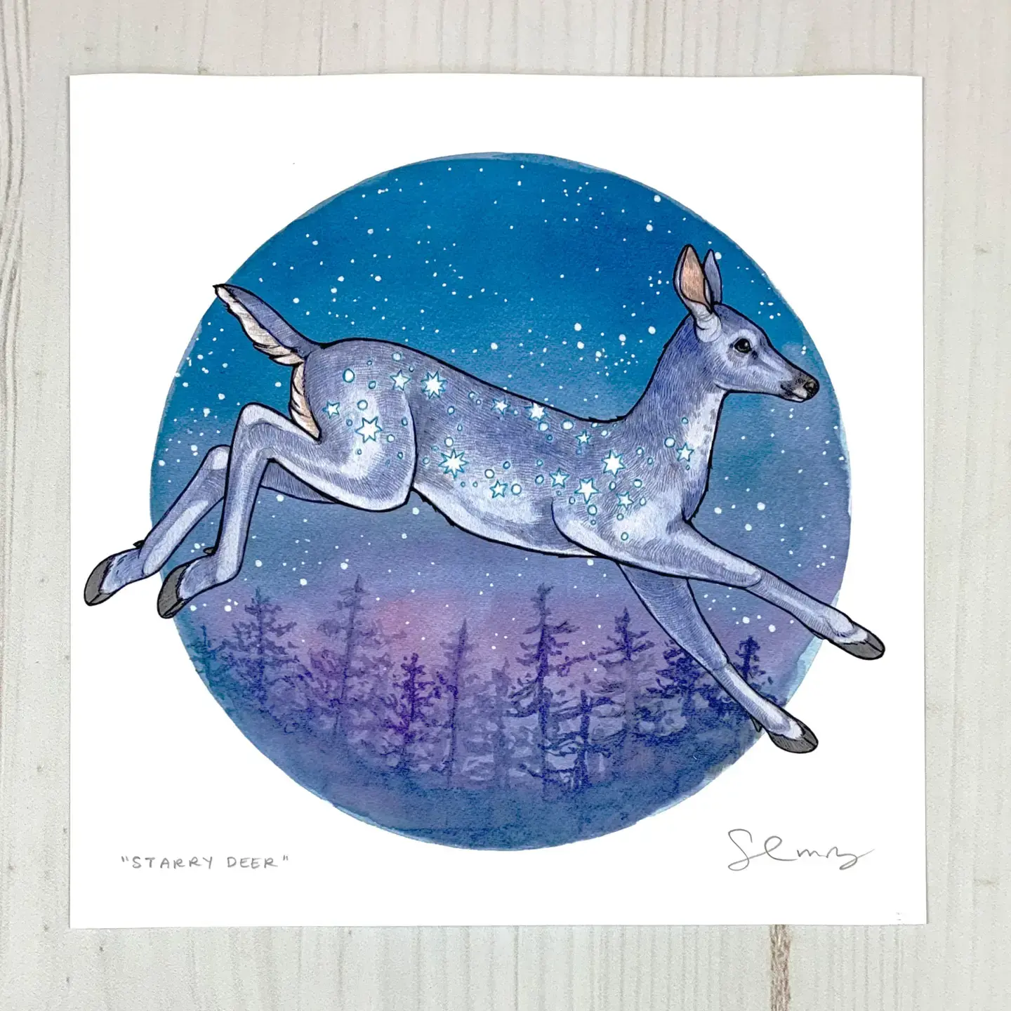 Starry Deer - 8x8 " Archival Print
