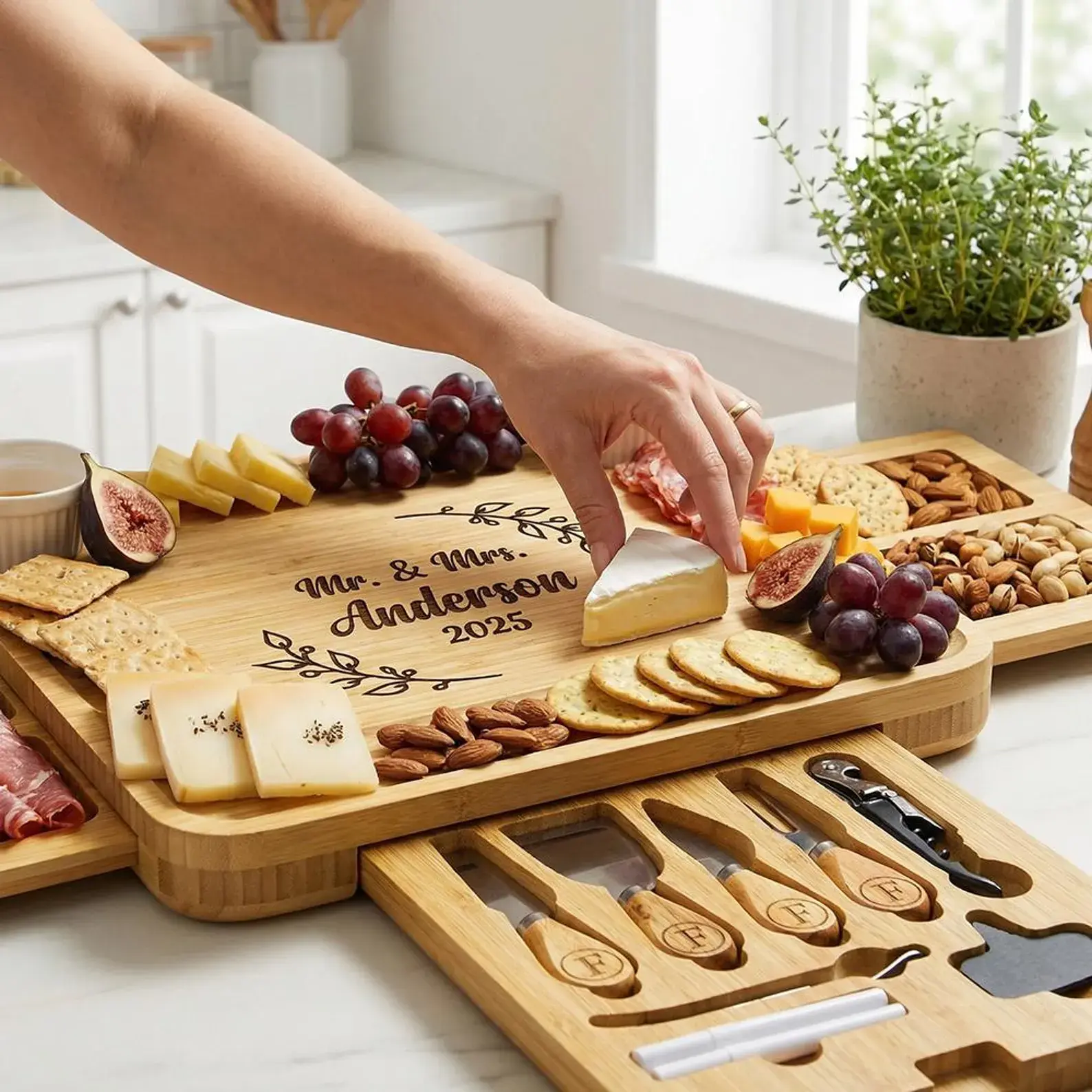 Personalized Bamboo Charcuterie Board Set
