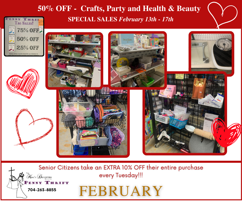 Penny Thrift Sales Week of February 13th: 50% OFF Crafts, Party and Health & Beauty! Sales up to 75% OFF