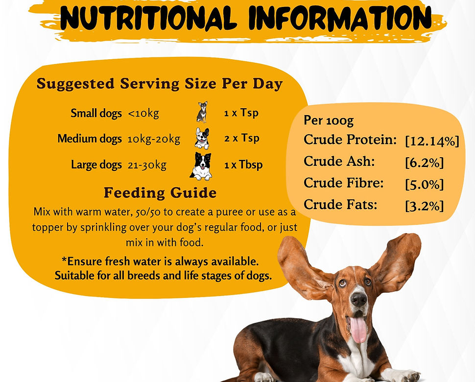 Nutritional information and feeding guide