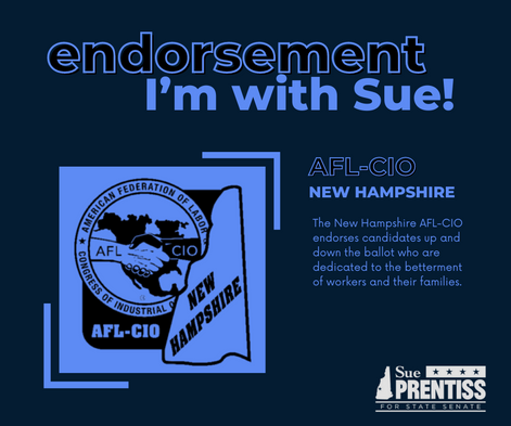 Endorsement graphic of Senator Sue Prentiss