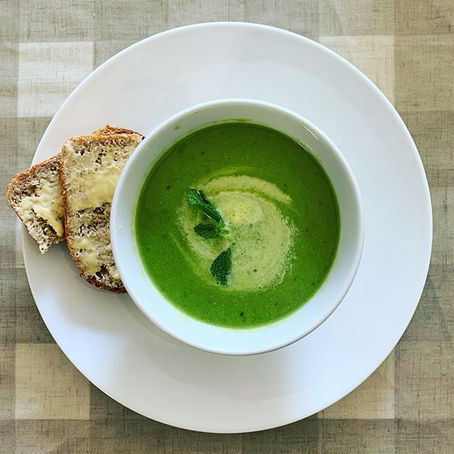 springtime minted pea soup