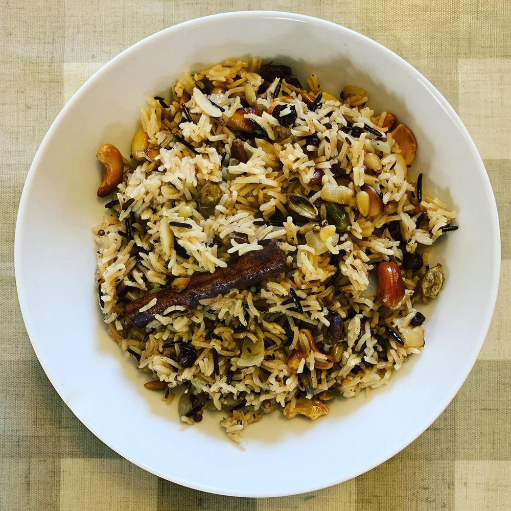 fragrant pilau rice with nuts and wild rice