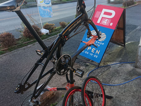 折畳みミニベロを洗車メンテナンスしました。