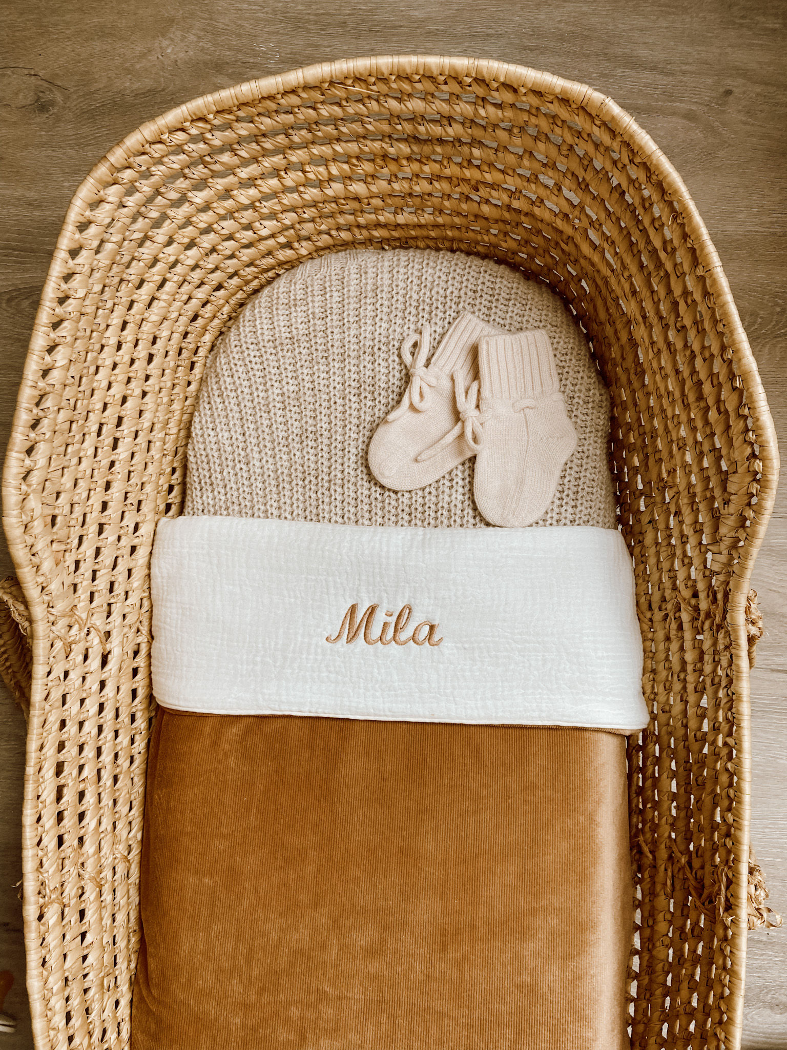 Deken met naam Beige /Camel / Cognac