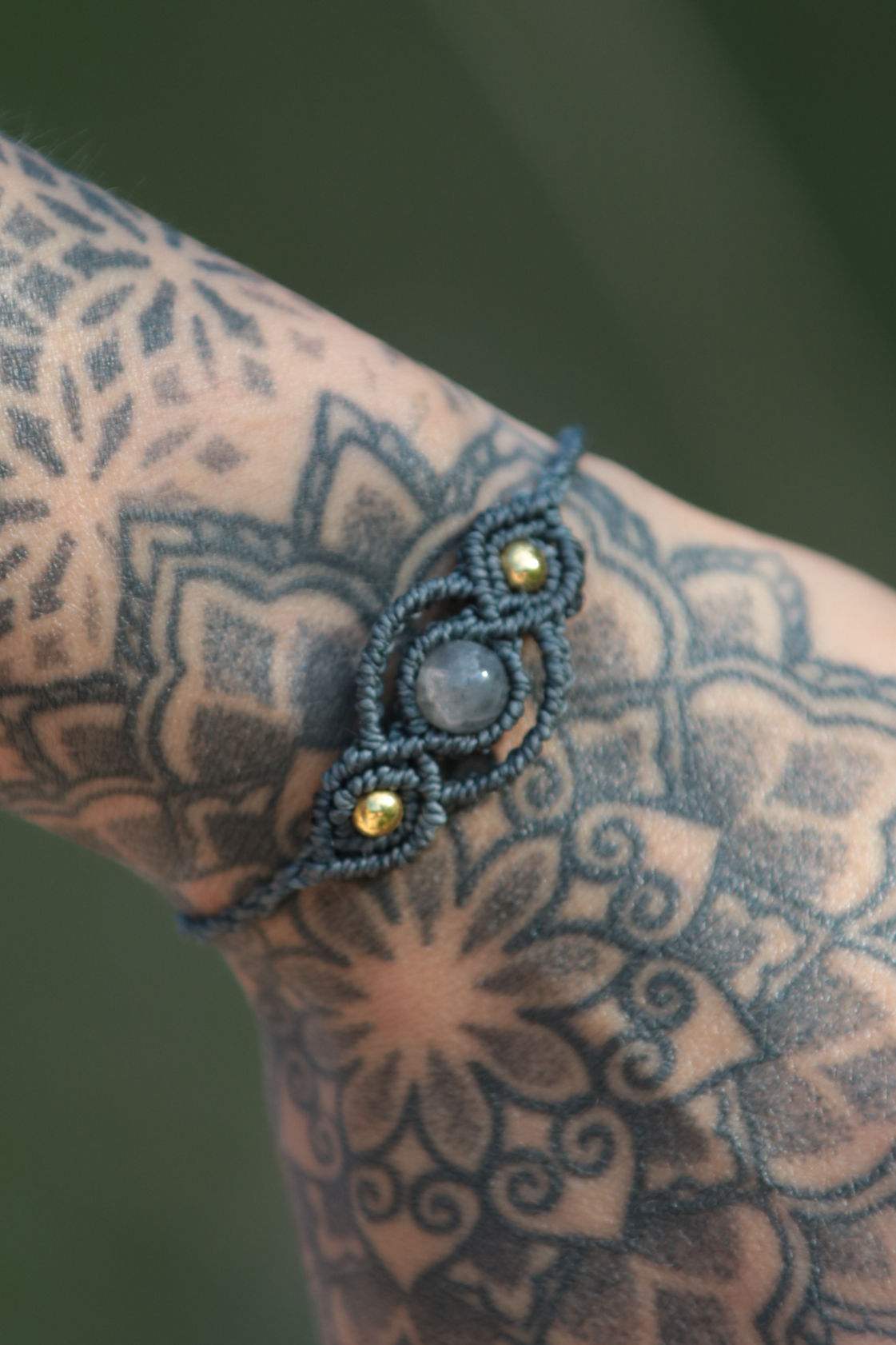 Labradorit Armband grau/gold 