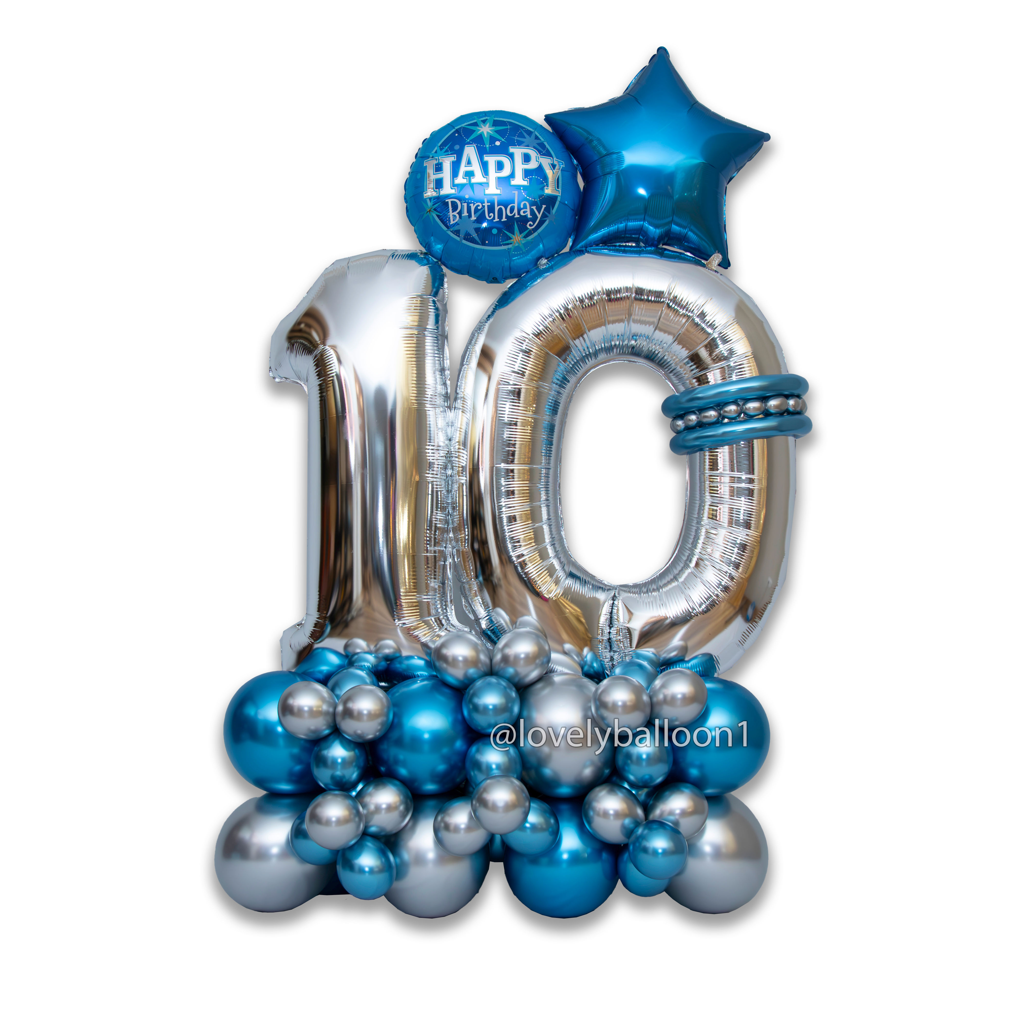 BIRTHDAY SET BALLONGIRLANDE FOLIE LATEX ZAHLEN BLUESTAR 10 Jahre JUNGE