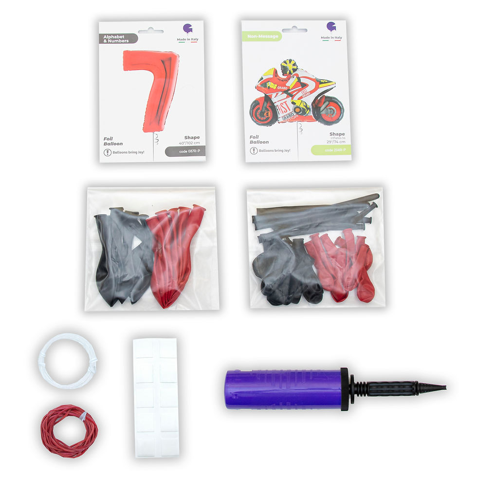 Thumbnail: BIRTHDAY SET BALLONGIRLANDE FOLIE LATEX ZAHLEN MOTORRAD 7 Geburtstag Junge