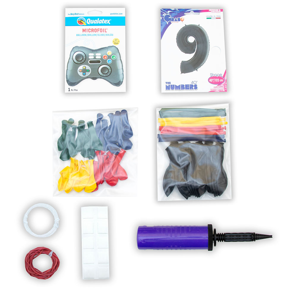 Thumbnail: BIRTHDAY SET BALLONGIRLANDE FOLIE LATEX ZAHLEN GAME 9 Jahre Junge