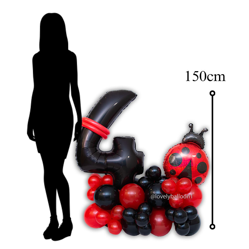 Thumbnail: BIRTHDAY SET BALLONGIRLANDE FOLIE LATEX ZAHLEN MARIENKÄFER 4 Geburtstag Mädchen