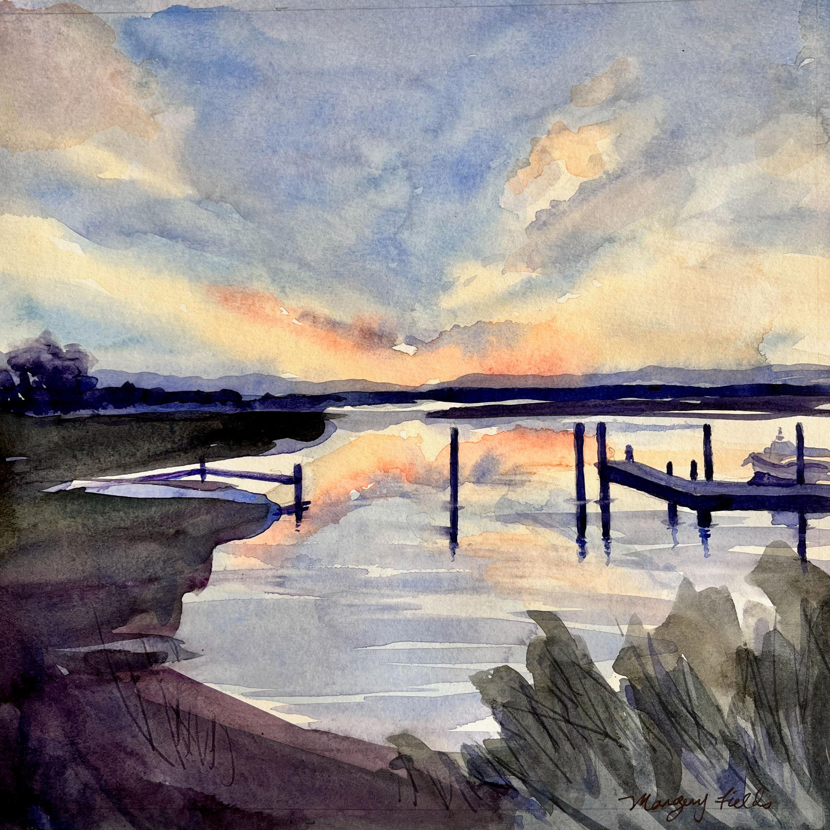 Sitting by the Dock on the Bay by	Marjory	Fields